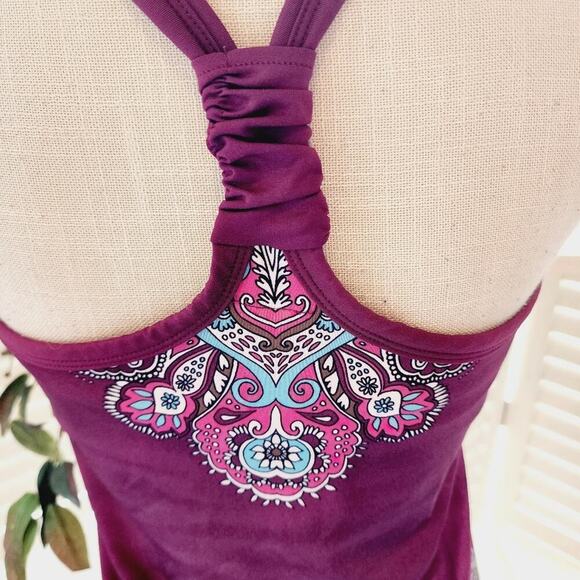 ATHLETA PAISLEY PINK/PURPLE TANK WITH BRALET SIZE MED - Picture 7 of 8